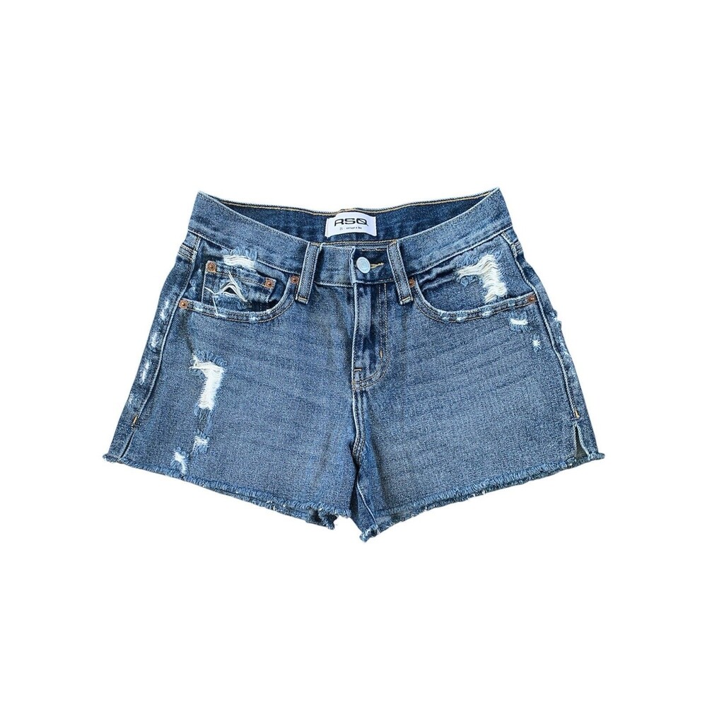 RSQ Vintage A-Line Mid Rise Denim Cut Off Shorts Medium Wash - Size 25